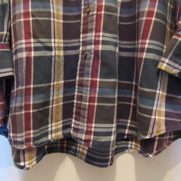 Vintage Viyella London Shirt Blue Flannel Plaid Canada Cotton Wool Blend 1X Tall - Picture 5 of 10